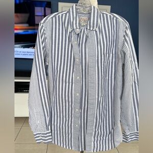 J. Crew Navy and White Striped Button Down Shirt